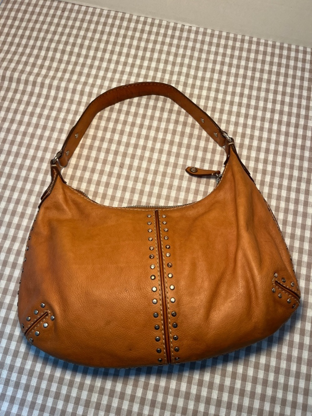 Y2K Michael Kors Caramel Astor Studded Leather Hobo Bag
